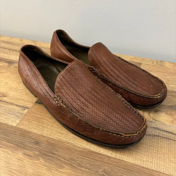 Tommy Bahama Naples Driver‎ Venetian Loafers Brown Leather Men\'s 10.5 Tommy Bahama Mens Naples Driver All Over Loafers Brown Woven  main image 4